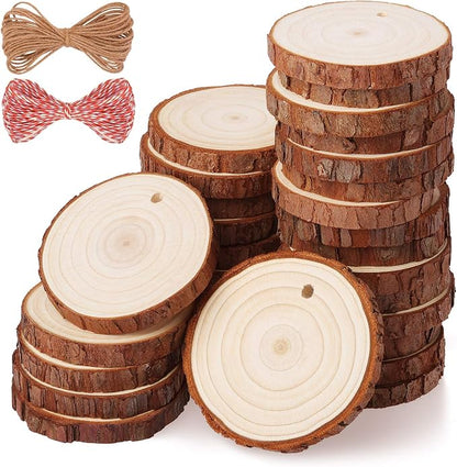 Fuyit Wood Slices 30 Pcs 2.0-2.4 Inches Craft Wood kit Unfinished Predrilled by Fuyit