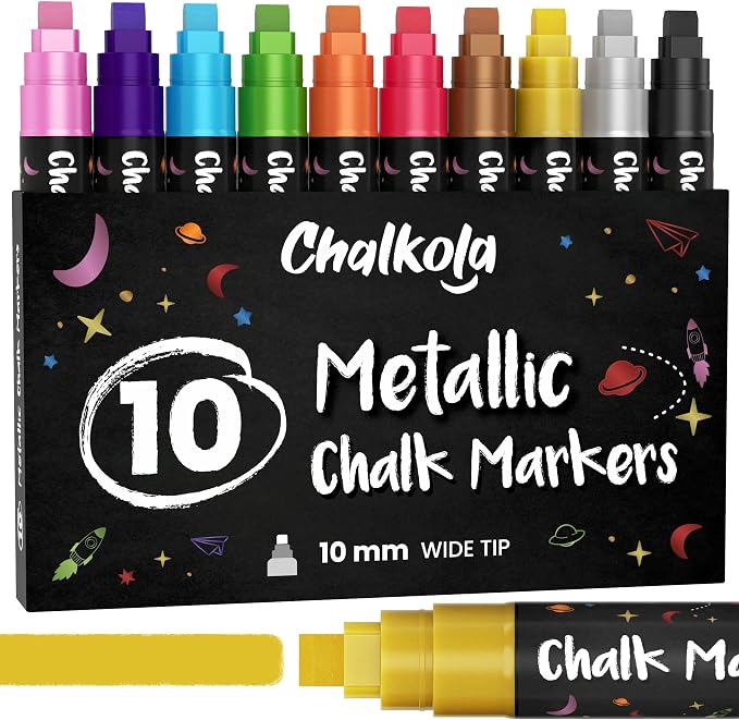 10mm Metallic Chalk Markers Liquid Chalk Pens by Chalkola