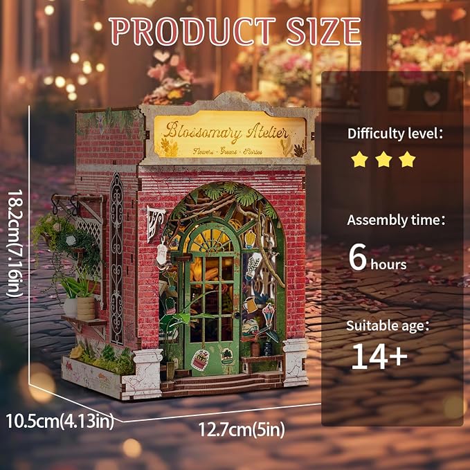 DIY Book Nook Kit, Miniature Dollhouse Bookshelf Insert - Image 2