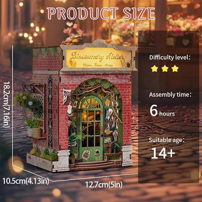 DIY Book Nook Kit, Miniature Dollhouse Bookshelf Insert - Image 2