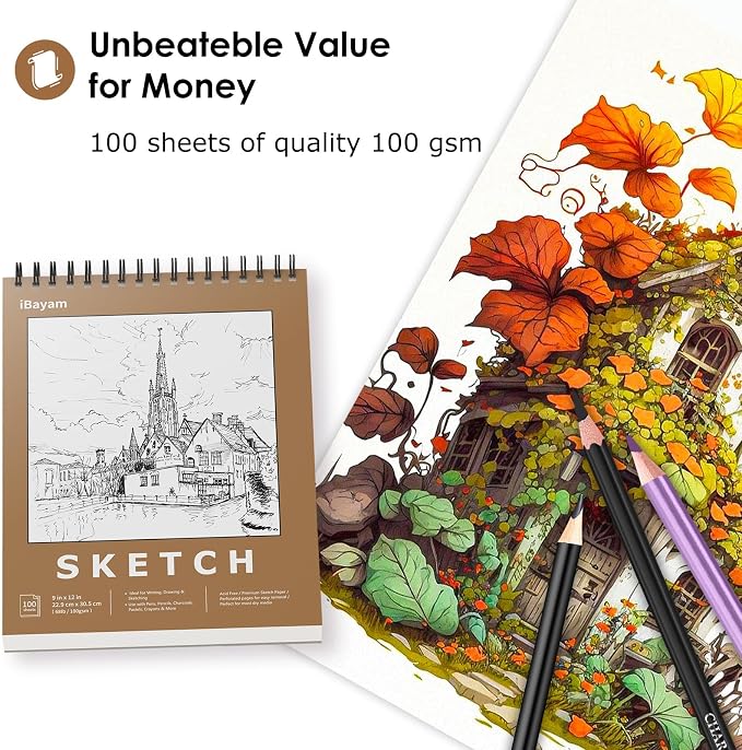 iBayam 9x12 Sketchbook, Spiral Bound Sketch Book - Image 5