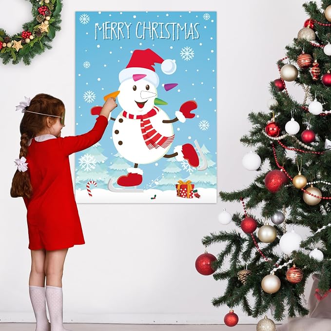 ASTARON Pin The Snowman Nose Christmas Pin The Tail Party Games Activities - Image 6