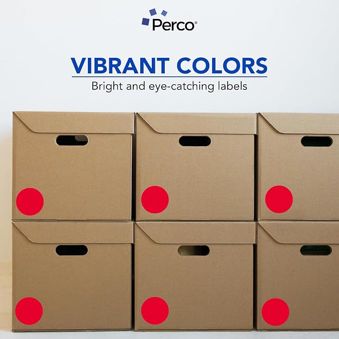 Perco Red 3-Inch Perforated Circle Dot Sticker Labels — 10 Rolls, 000 Round - Image 7