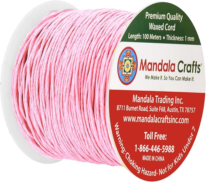 Mandala Crafts 1mm 109 Yards Pink Cotton Waxed Cord - Image 2