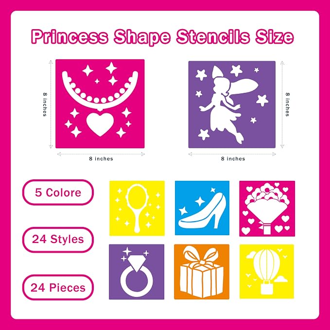 24 Pieces Stencils for Kids, Large Drawing Stencils Chalk Template, 8 Inches - Image 2