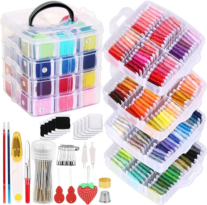 PAXCOO 276 Pack Embroidery Floss Thread Kit Including 210 Colors Cross Stitch by PAXCOO