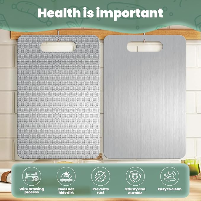 Titanium Cutting Board Set of 3, Premium Non-Slip, Food-Grade, Knife-Friendly - Image 3