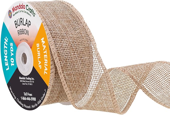 Mandala Crafts Natural Burlap Ribbon 1.5 Inches Wide Jute Ribbons by MandalaCrafts