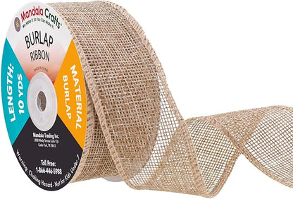 Mandala Crafts Natural Burlap Ribbon 1.5 Inches Wide Jute Ribbons by MandalaCrafts