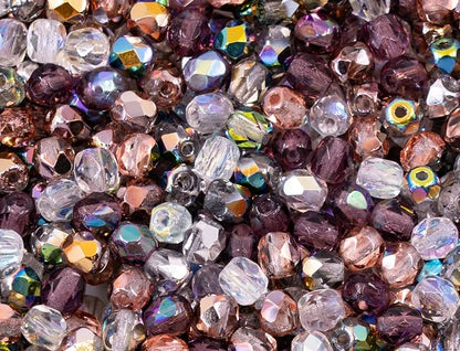 0.88 oz Mix of Faceted Fire Polished Pressed Czech Glass Beads 4mm, Warm Color - Image 6
