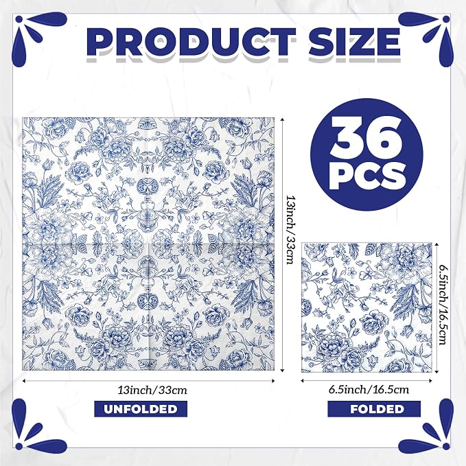 Crtiin 36 Pack 9 Styles Decoupage Napkins Assorted Floral Decorative Decoupage - Image 2