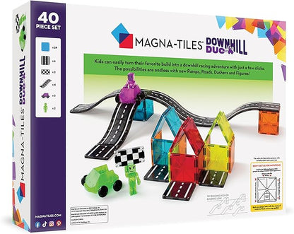 MAGNA-TILES Downhill Duo 40-Piece Magnetic Construction Set, The Original - Image 2
