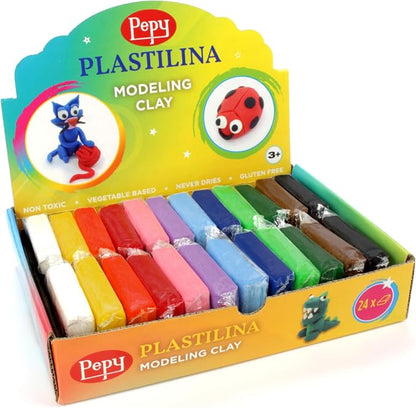 Pepy Plastilina Reusable and Non-Drying Modeling Clay Gift Set; Set of 24 Bars by Pepy