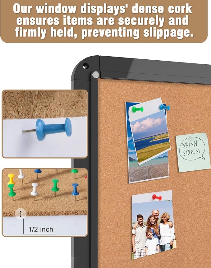 38"x28" Enclosed Bulletin Board, Lockable Weather-Resistant Aluminum Cork - Image 6