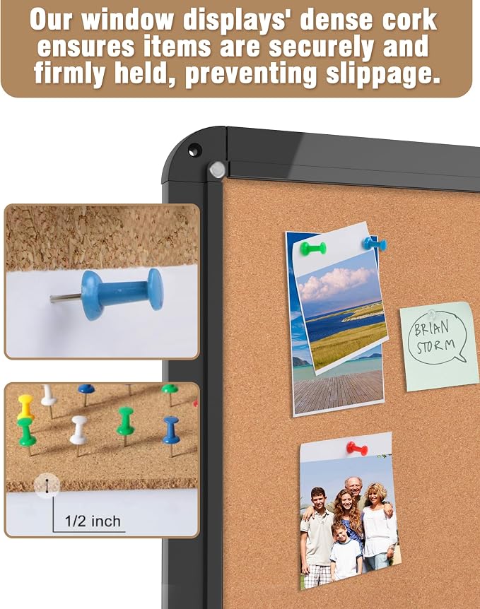 26"x20" Enclosed Bulletin Board, Lockable Weather-Resistant Aluminum Cork - Image 6