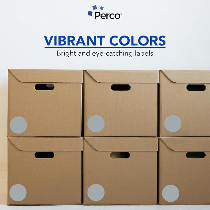 Perco Grey 3-Inch Perforated Circle Dot Sticker Labels — 10 Rolls, 000 Round - Image 7