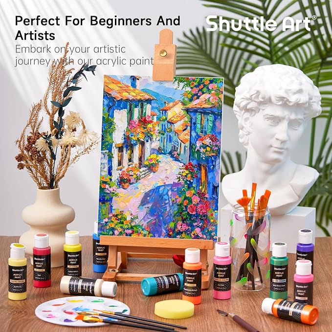 Shuttle Art 100 Colors Acrylic Paint, 2oz/60ml Bottles, Include 2 Sets of 12 - Image 5