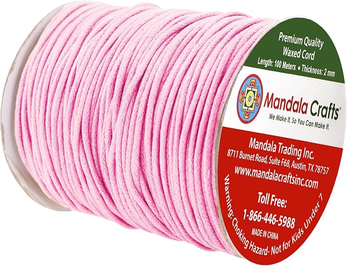 Mandala Crafts 2mm 109 Yards Baby Pink Cotton Waxed Cord - Image 2