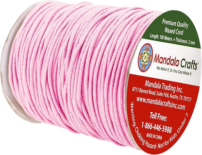 Mandala Crafts 2mm 109 Yards Baby Pink Cotton Waxed Cord - Image 2
