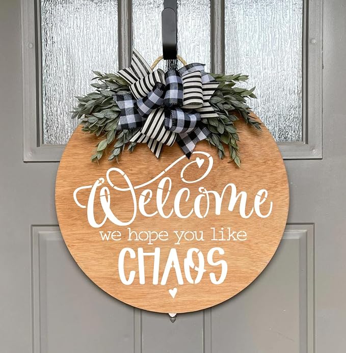 Funny Welcome Stencils for Painting Sarcastic Round Stencil Large Gather Stay - Image 3