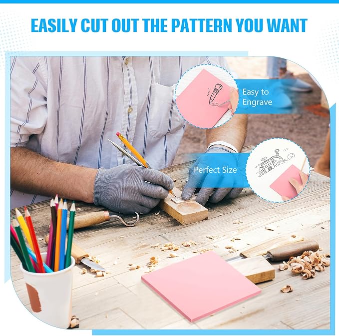 24 Pcs 2" x2" Pink Rubber Art Soft Linoleum Carving Block, Rubber Crafts - Image 5