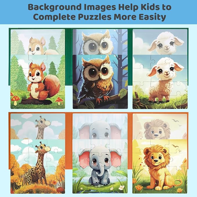 Puzzles for Kids Ages 3-5 2PK-72PCS-6 Animal Themes Magnetic Puzzles for Kids - Image 4