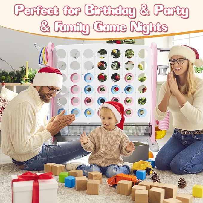 Giant 4 in-A-Row Connect Game Set, Adjustable Height Jumbo Yard Game - Image 7
