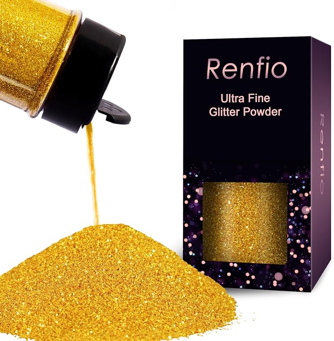 Renfio Ultra Fine Glitter Powder Metallic Resin Glitter 2.11 Oz PET Flakes by Renfio