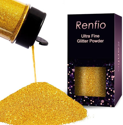 Renfio Ultra Fine Glitter Powder Metallic Resin Glitter 2.11 Oz PET Flakes by Renfio