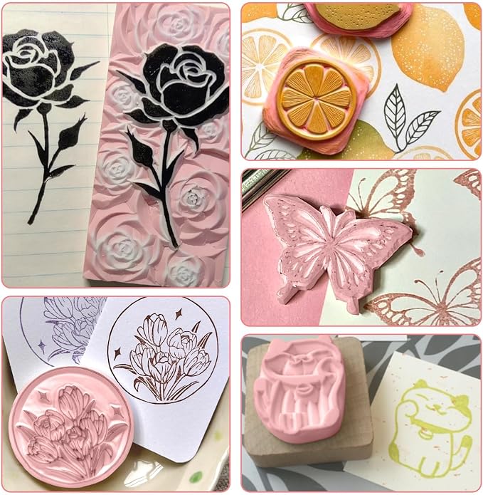 4 Pack 4"x6" Pale Pink Rubber Stamp Carving Blocks, Rubber Carved Brick - Image 4