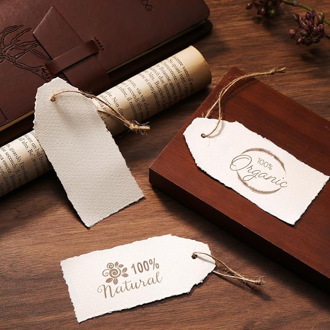 50 Pack Handmade Vintage Deckle Edge Tags - Image 3