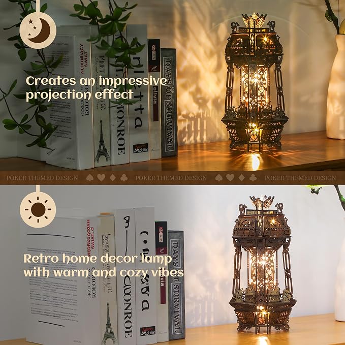LED 3D Wood Puzzle Poker World Projector Lamp – DIY Craft Kit - Image 6