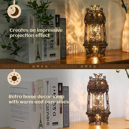 LED 3D Wood Puzzle Poker World Projector Lamp – DIY Craft Kit - Image 6