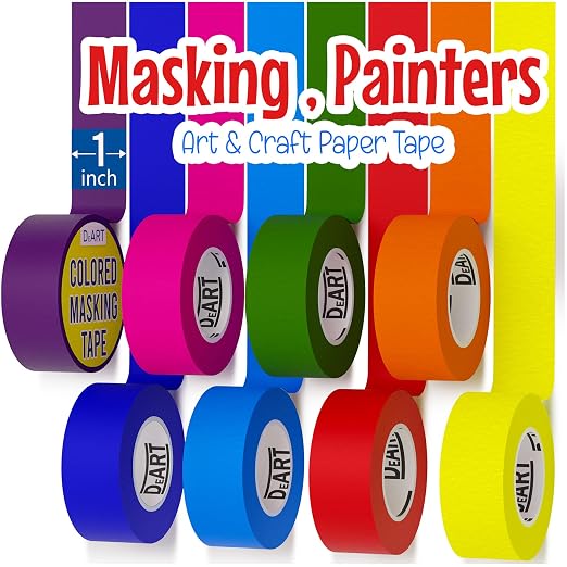 8X Colored Masking Tape, 33 Ft x 1 inch Colored Painters Tape by Unknown