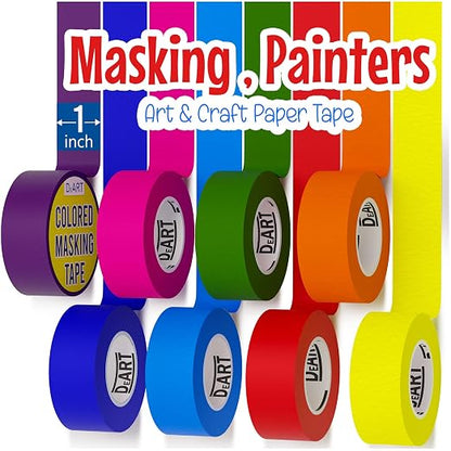 8X Colored Masking Tape, 33 Ft x 1 inch Colored Painters Tape by Unknown