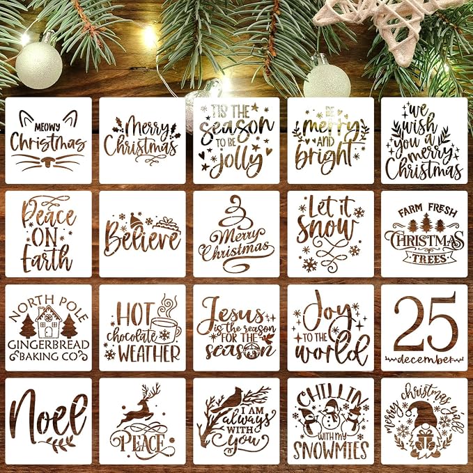 Christmas Stencils for Crafts Reusable 6” Christmas Stencil Xmas Holiday by zosylley