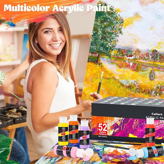 Caliart Acrylic Paint Set, 52 Colors - Image 4