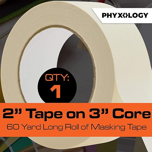No-Residue 2 Inch 60 Yard Masking Tape 1 Pk. Easy-Tear Pro-Grade Removable - Image 2