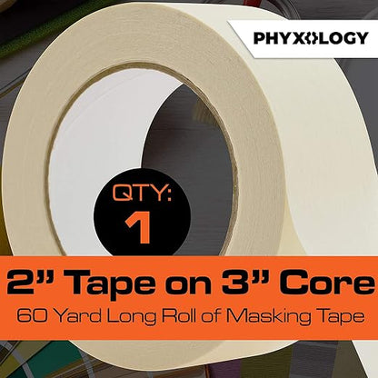 No-Residue 2 Inch 60 Yard Masking Tape 1 Pk. Easy-Tear Pro-Grade Removable - Image 2