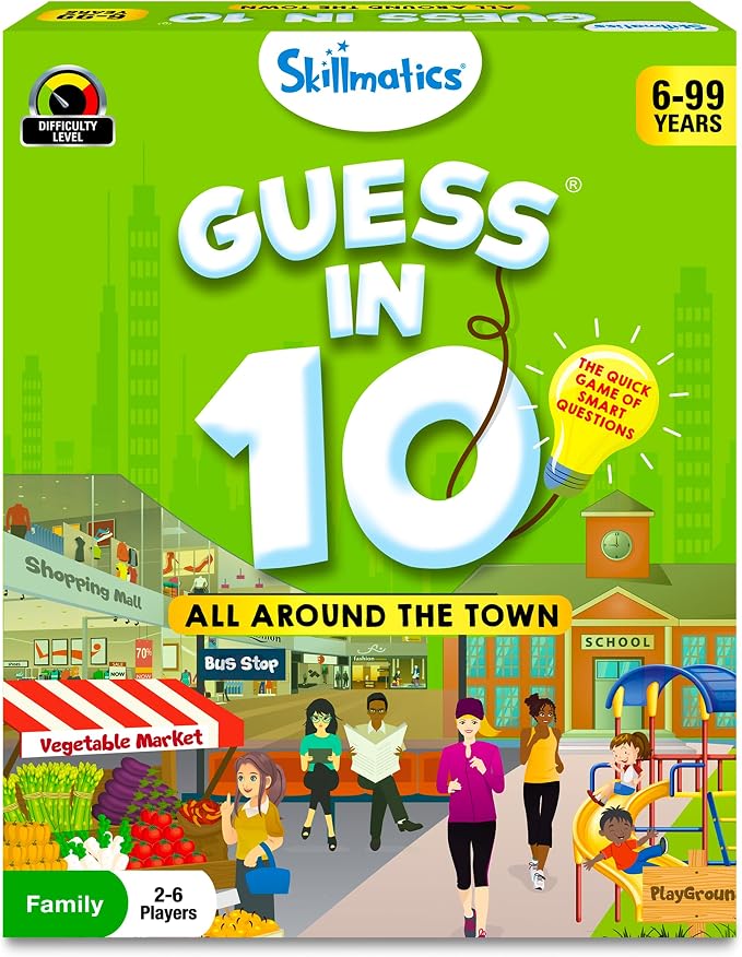 Skillmatics Guess in 10 Around Town, and Families Who Love Card Games, Board by Skillmatics