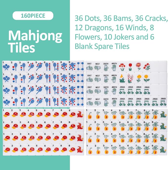 American Mahjong Tile Set with Clear Acrylic Box and Accessories, 160 Acrylic - Image 5