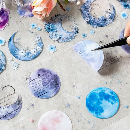 6 Rolls Moon Flower PET Tape Set, Pre-Cut Aesthetic Stickers - Image 4