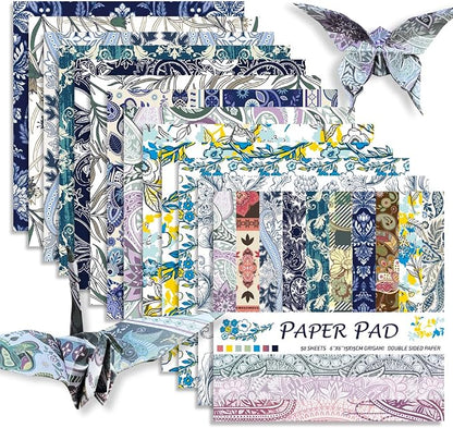 Square Origami Paper 6x6 Double Sided 50 Sheets 50 Colors 70GSM Origami Kit by Mifuner