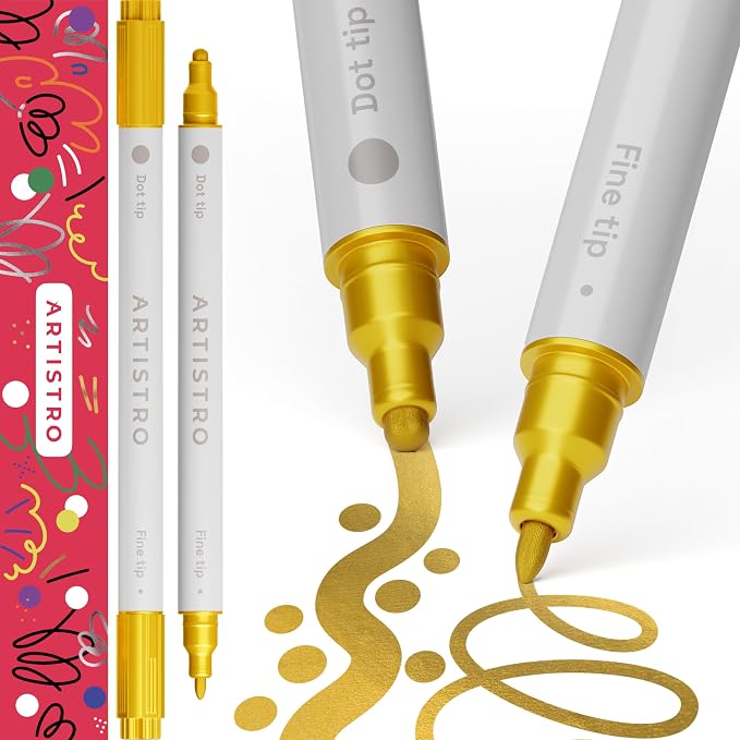 ARTISTRO 2 Gold Dual-Tip Acrylic Paint Pens by ARTISTRO