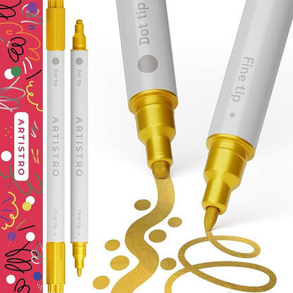 ARTISTRO 2 Gold Dual-Tip Acrylic Paint Pens by ARTISTRO