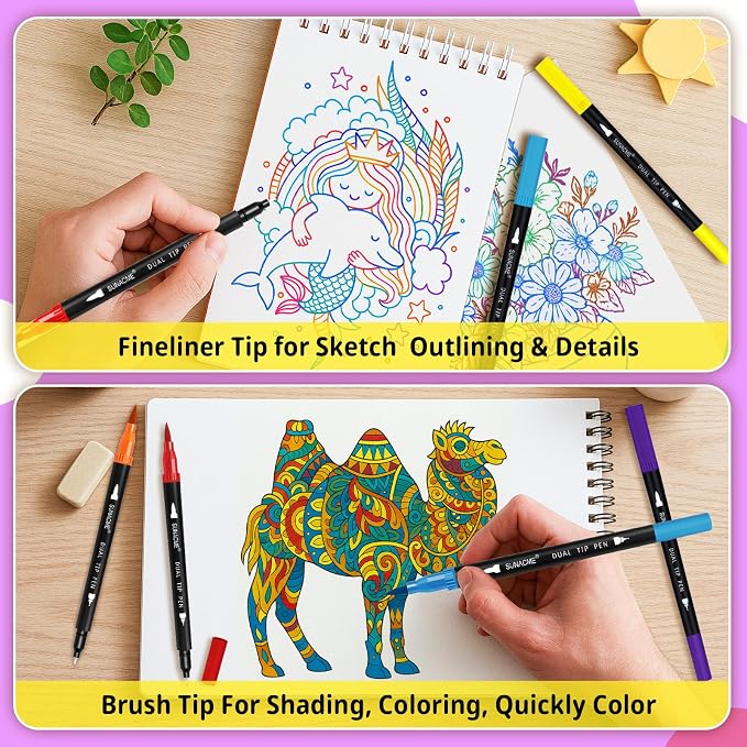 36 Dual Brush Marker Pens, 36 Colors Art Marker Set - Image 4