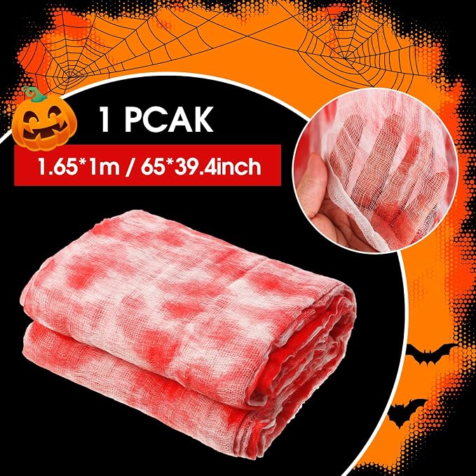 Boao Halloween Cheese cloth 64.96 x 39.37 Inch Bloody Cheesecloth Roll - Image 2