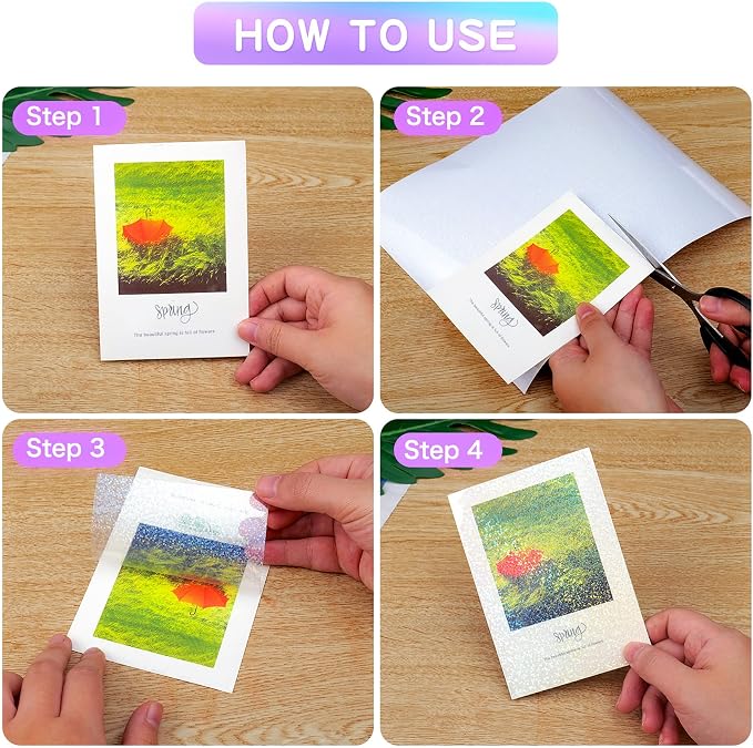 Holographic Sticker Paper, 24 Sheets Transparent Holographic Laminate Vinyl - Image 5