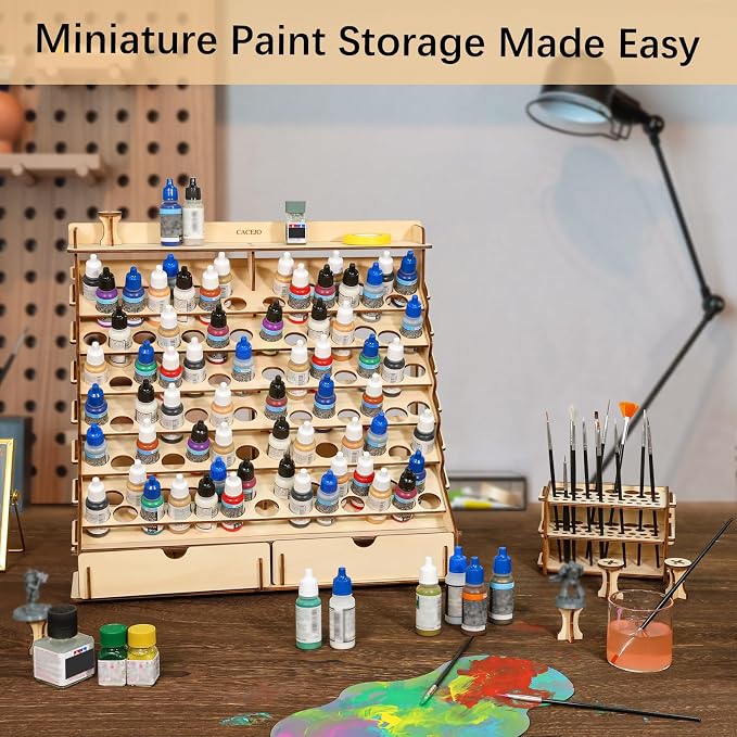 Paint Organizer with Brush Holder – 105-Bottle Holder with 6 Miniature Stands – - Image 6
