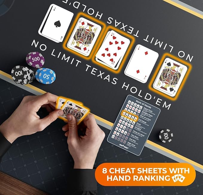 Newverest Poker Table Top 70" x 35", Texas Hold'em Poker Mat - Image 5